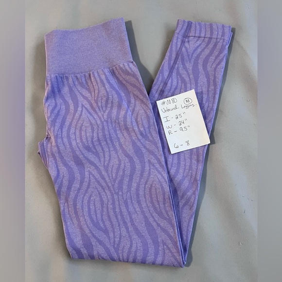 Women's Contour Seamless Leggings Purple Sz  Medium Gym Workout - Picture 7 of 8